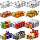 Joben Oligey 12 PACK (3 Size) Small Wire Storage Baskets for Organizing, Pantry Organization Bins for Cabinets, Metal Basket for Kitchen, Bathroom Organizer (Black)