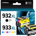 LinkDocs 932XL 933XL Ink Cartridge Compatible Replacement for HP 932XL 933XL 932 933 Used with Officejet 7110 6600 6700 6100 7612 7610 Printer (5 Pack, 2xBlack,Cyan,Magenta,Yellow)