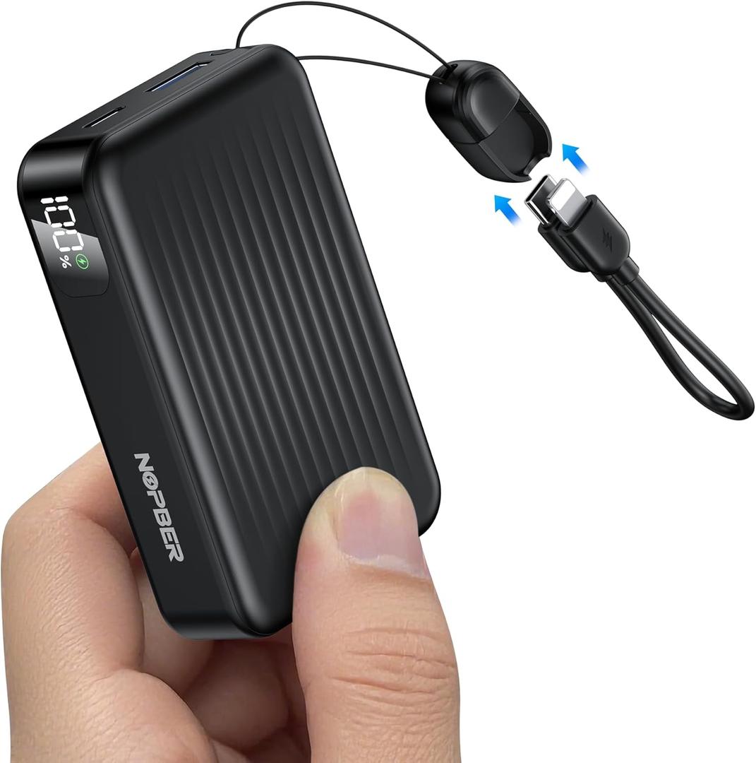 Mini Portable Charger, Small Power Bank 22.5W 10000mAh with Dual 22.5W Outputs, LED Digital Display, PD Fast Charging for iPhone 17 16 15 14 Pro Samsung(Black)