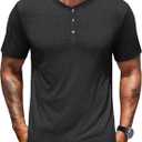 TACVASEN Men's Henley Shirts Short Sleeve Cotton Moisture Wicking T-Shirt Lightweight Casual 3 Button Tshirts (M)