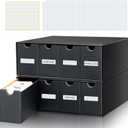 Cholemy 15000+ Trading Card Storage Box with 70 Cardboard Storage Divider Label Sticker for Collection Compatible with TCG Baseball Cards(2 Row, 4 in A Row,Black)