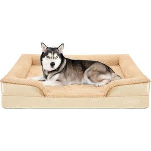 JOYELF Orthopedic Dog Bed for Extra Large Dogs, Foam Sofa Couch Bed, Waterproof with Removable Washable Cover and Nonskid Bottom, Durable - Khaki (X-Large - 43''x32''x8'')