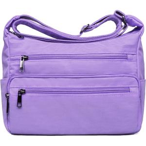 VOLGANIK ROCK RFID Purses for Women Fabric Nylon Multi Pocket Crossbody Bag Ladies Travel Handbag (Standard Size, Lavender)