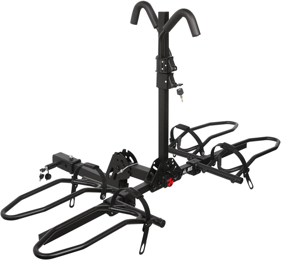 Bike Rack Hitch with Lock, Platform 2-Bike Rack for Car SUV RV Camper Truck Trailer, Hitch Bike Rack for Fat Tire, Mountain Bikes, EBikes and EMTB, 180 lbs Capacity Bike Carrier for 2" Receiver