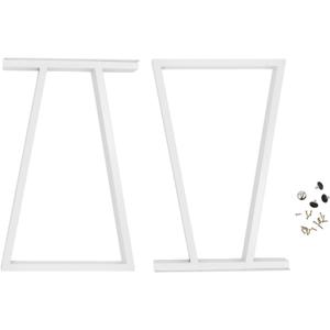 Metal Table Legs 28 Inch, Coffee Table Bench Desk Legs, Heavy Duty Trapezoid Metal Dining Table Legs Dining Table Legs for Office Furniture/Industrial/Coffee/Home DIY Table Legs (White, Set of 2)