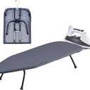 Foldable Table Top Ironing Board with Iron Rest, Portable Ironing Board Small with Heat Resistant Cotton Cover, Mini Iron Board for Small Space and Travel, 31"x12", Black