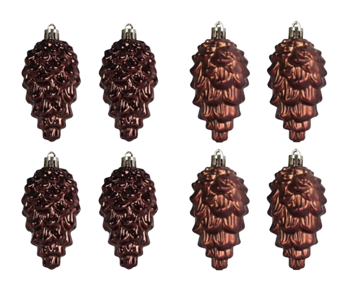 Sliner 8 Pcs Christmas Pinecone Ornament Glass Pinecone Bulk for Christmas Tree 3 Sizes Glass Ornament Fall Hanging Pine Cone Pendants for Winter Xmas Fall DIY Craft Decor (Golden Brown)