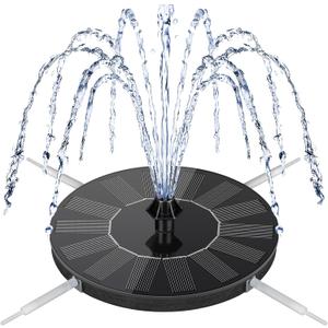 Mademax Solar Bird Bath Fountains, Upgrade 1.4W Solar Fountain Pump with 8 Nozzles & 4 Brackets, Free Standing Floating Solar Powered Water Fountain Pump for Bird Bath, Garden, Pond, Pool, Outdoor