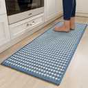 Kitchen Rugs Non Slip Washable, Rubber Backing Soft Chenille Braided Kitchen Mats for Floor, Super Absorbent Kitchen Runner Rug Standing Mat Sink Mat, Easy to Clean, Blue 17"x47"