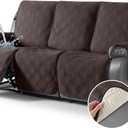 TAOCOCO 100% Waterproof Recliner Sofa Cover Non Slip Couch Cover for 3 Seat Reclining Sofa, Split Reclining Couch Covers 3-Piece with Straps, Washable Sofa Slipcover for Kids Pets(3 Seater, Chocolate)
