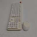 Wireless Keyboard and Mouse Combo, Ergonomic Full Size Typewriter Retro Round Keycaps Keyboard, Compatible with Windows, PC, Perfer for Home and Office Keyboards (Beige (Creamy white)