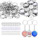 32MM Keychain Supplies for Button Maker, 50 Sets Refills Press Key Chain Parts, Create DIY Custom Buttons