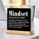 Office Desk Decor Inspirational Mindset Definition Acrylic Plaque Sign With Wooden Stand Motivational Gifts for Coworkers Employees Teammate Decoration for Home Office Cubicle