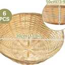 6 PCS Bamboo Bread Basket, 12 Inch Round Stackable Bamboo Woven Food Serving Basket for Kitchen Dining Table Centerpiece Display Picnic, Natural Rustic Counter Organizer for Vegetables, Snacks, Eggs