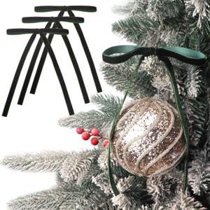 Ribbli Dark Green Velvet Bows for Christmas Tree 24 Pcs Green Vintage Wreath Ribbon Bows for Door Garland Home Decor - 5 x 7 Inch, 3/8 Inch Wide