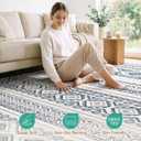 cotiled 10x12 Area Rugs Living Room Rug: Washable Boho Rugs with Non Slip Backing Large Soft Indoor Stain Resistant Carpet for Bedroom Farmhouse Dining Room Lightweight Home Decor Blue