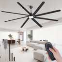 96 Inch Industrial Ceiling Fans with Lights 3CCT,Large Ceiling Fan DC Motor Quiet,Garage Ceiling Fan 1-6 Wind Speeds Reversible,8 Aluminum Blades ,Indoor/Outdoor Ceiling Fans for Patios,Black (Black)