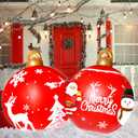 1PCS Christmas Inflatable Decorated Ball 24in Yard Inflatable Christmas Balls Giant Xmas Tree Ornaments PVC Blow up Yard Decorations for Outside Holiday Yard Lawn Porch Decor