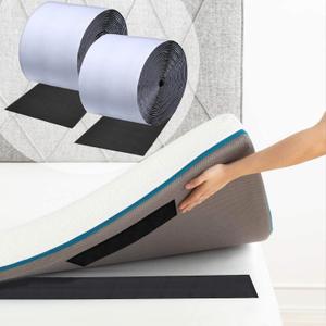 TEUVO 4.3 Inch x 26.3 Feet Adhesive Non Slip Couch Cushion Grip Hook and Loop Tape, Keep Couch Cushions from Sliding Adhesive Strips Double Sided Hook Loop for Sofa Cover Mattress Rug Anti Slip Black