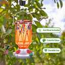 Hummingbird Feeders for Outdoors with Ant Moat, Hand Blown Glass Hummingbird Feeder, 4 Feeding Ports with Perch, Outdoor Garden Dcor, 15 OZ, Orange