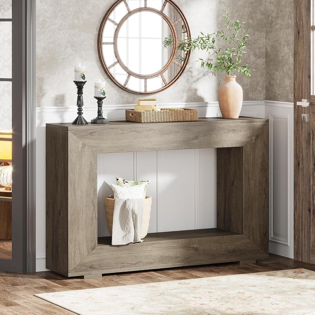 Tribesigns Farmhouse Console Table, 47 Inches Entryway Console Table with Storage, Industrial Hallway Accent Table for Living Room, Entrance (Grey) Tribesigns Farmhouse Console Table, 47 Inches Entryway Console Table with Storage, Industrial Hallway Accent Table for Living Room, Entrance (Grey)