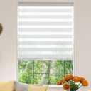 Zebra Roller Window Blinds,Custom Cut to Size,Roller Blinds Dual Layer Roller Shade Blinds, White,Fixed 72 InchesHigh,49 Inches Width