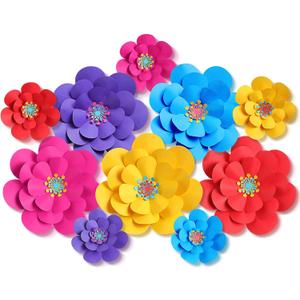10 Set Mexican Paper Flowers Decorations for Wall DIY Fiesta Bulletin Board 3D Handcrafted Paper Flowers Backdrop Decoration for Mexican and Holiday Party (Classic)