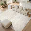 WITSHOCK Washable Rugs 8x10 Modern Area Rugs, Thin Rug for Living Bedroom Dining Room Nursery Kitchen Office, Wave Striped Rugs Indoor Carpet Soft Non Slip Stain Resistant Home Decor, Beige