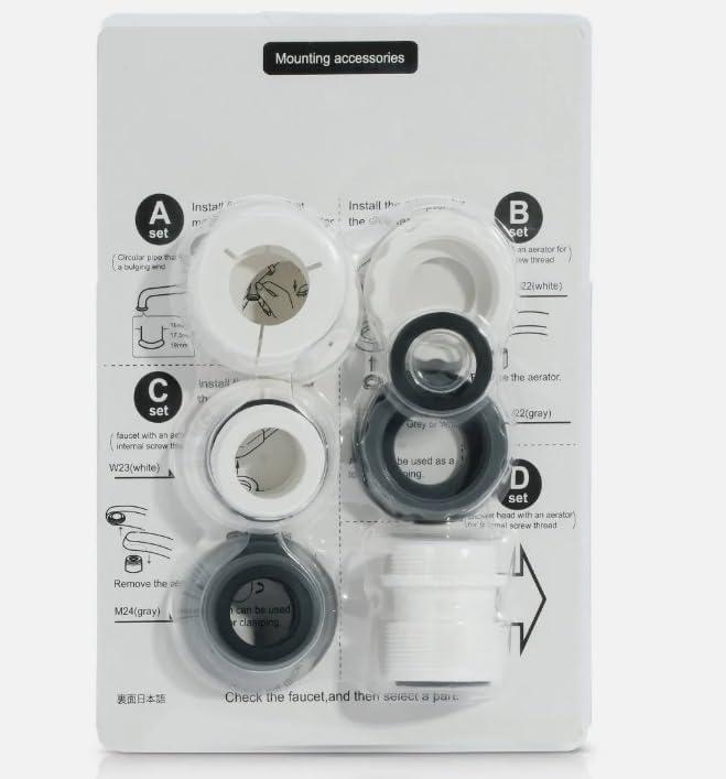8 Pieces Mounting Accessories Set for Large Plastic Adaptor (Not Included).Compatible for Various Types of Kitchen faucets.