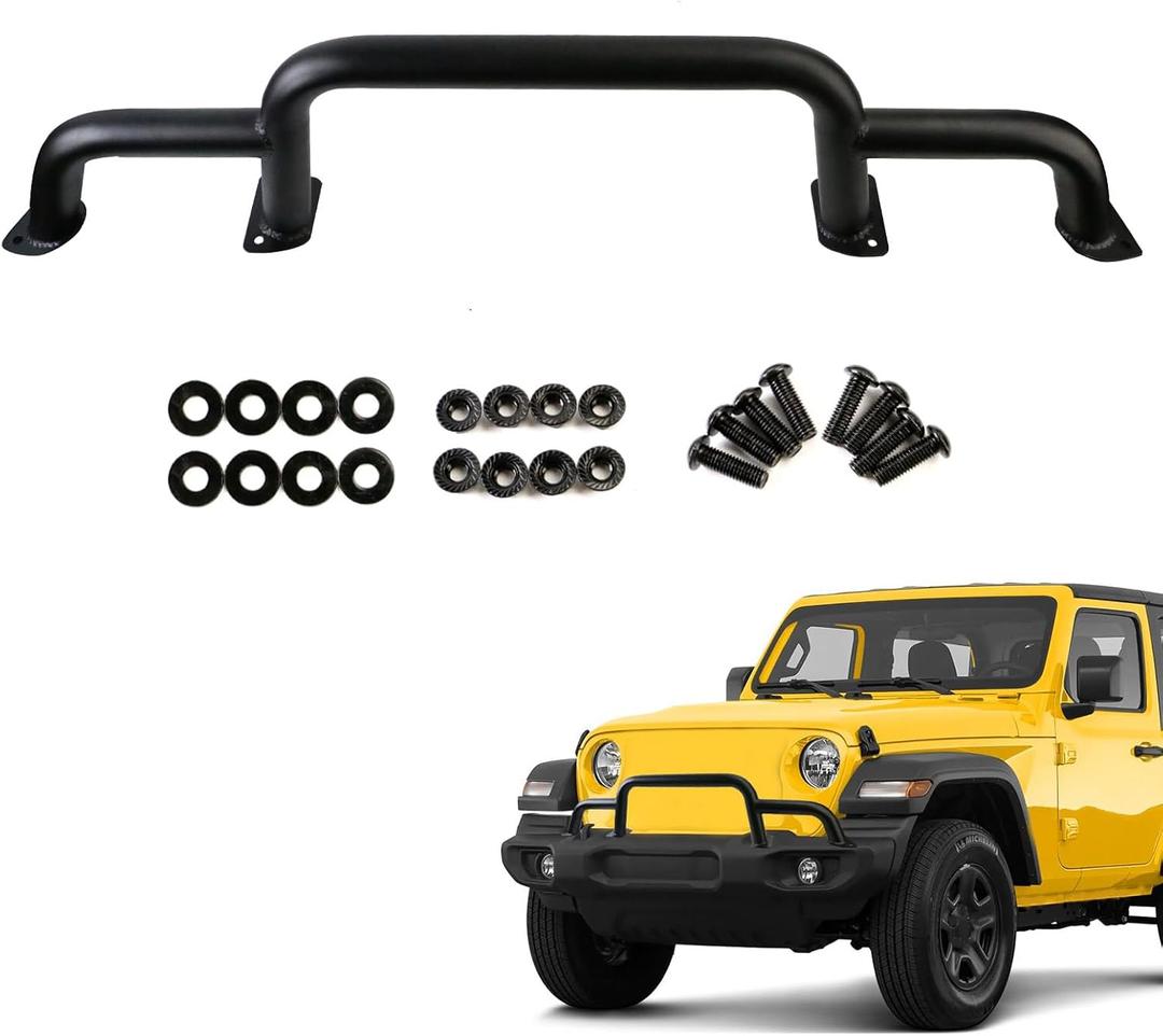Grille Winch Brush Guard for Jeep Wrangler JL, Gladiator, JT (2018-2024) - Triple Hoop Bumper Bar Winch/Front Bumper Brush Guard Bull Bar, Replaces Part #82216474AA