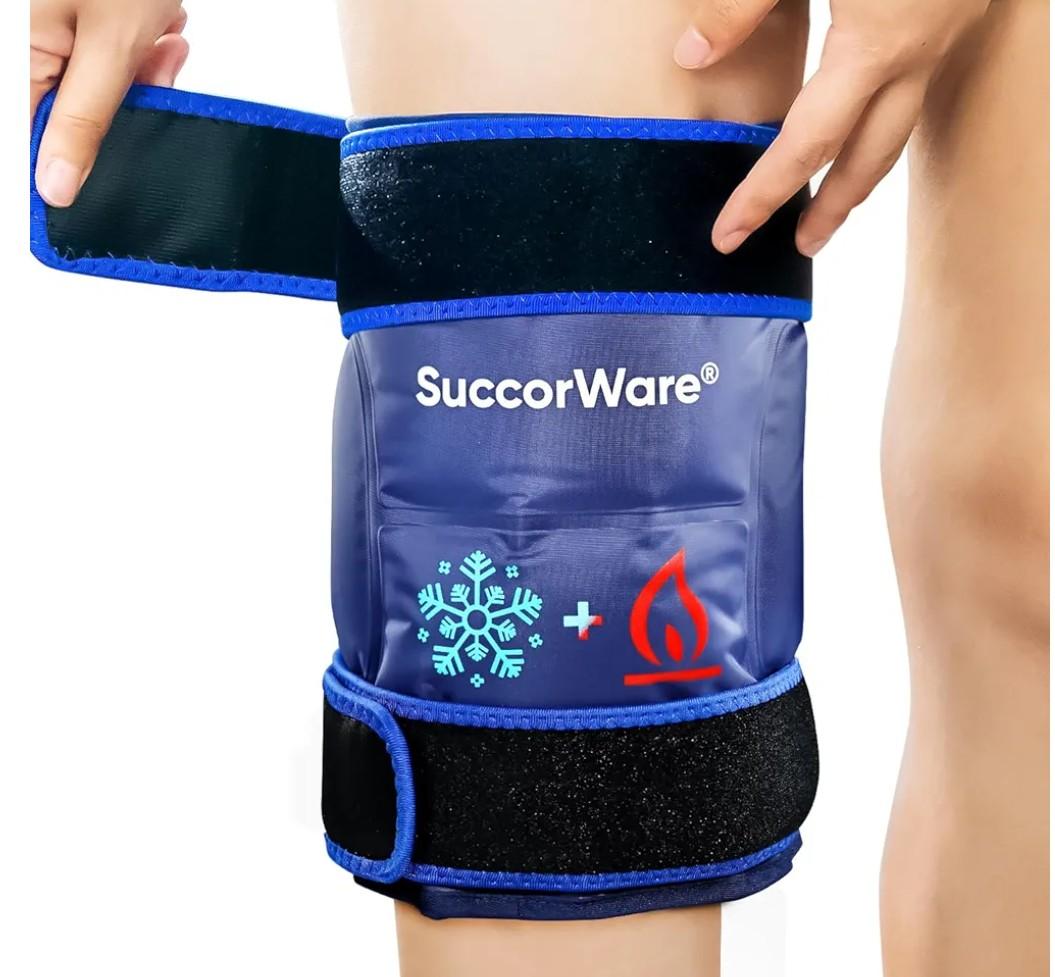 Knee Ice Pack Wrap for Injuries Reusable - Hot & Cold Gel Bags for Leg, Back, Shoulders, Arms, Elbow Injuries, Pain Relief, Swelling, Knee Replacement Surgery（Navy Blue）