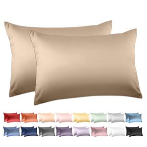 100% Cotton Queen Pillowcases Set of 2, Deep Dream 600 Thread Count Pillow Cases, 20x30 Inches, Super Soft and Breathable Envelope Closure (Khaki)