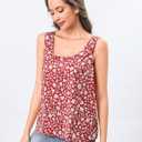 Totatuit Women Silk Satin Tank Tops Dressy Scoop Neck Camisole Sleeveless Blouses Shirts Casual Summer Tank (Red, S)