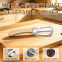 2 Pack Multifunctional Vegetable Peeler, 3 in 1 Kitchen Peeler with Bottle Opener and Wooden Handle, Kitchen Gadgets Tool for Fruit Pumpkin Peeling Potato Carrot Veggie Peeler