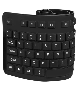Sungwoo Foldable Silicone USB Wired Standard Waterproof Rollup Keyboard for PC Notebook Laptop, Full Size (Black)