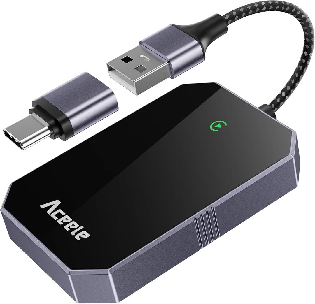 2025 Upgraded Wireless CarPlay Adapter for iPhone, Plug and Play & Fast Connection, Aluminum Frame Tempered Glass USB CarPlay Dongle Stick Compatible with Apple iOS 10+ (Android Not Supported)