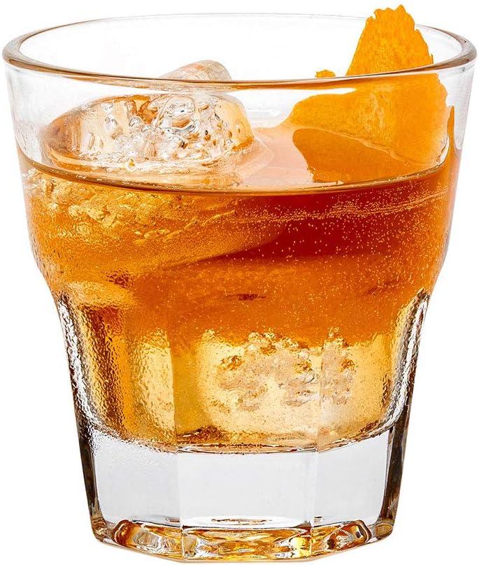 Restaurantware Otto 5 Ounce Whiskey Glasses Set Of 6 Paneled Rocks Glasses - Fine-Blown Tempered Heavy Base Dishwasher-Safe Clear Glass Scotch Glasses For Cocktails Or Liquors
