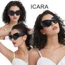 ICARA Oversized Fashion Sunglasses for Women Men Chic Y2k Style Curved Wrap-Around Oval Sun Glasses