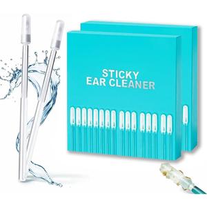 48Pcs Sticky Ear Cleaning Stick for Adults Large, Reusable Sticky Ear Cleaner Picks, Gentle Soft Ear Care Cleaning Sticks with Dust Cover