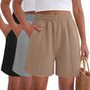 3 Pack Girls' Athletic Shorts Summer | Kids Athletic Shorts, Summer, Wide Leg, with Pockets, Casual, Teen Girls Sweat Shorts, Running, Elastic Waist, 5-14 Years