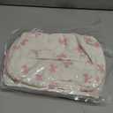 Makeup Bag for Women 3PCS Quilted Cotton Make Up Bag Travel Cosmetic Bag Large Makeup Bag Set Cute Bow Makeups Purse Organizer Floral Toiletry Pouch (White)