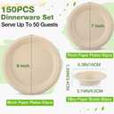 Havawish 150 Pcs Compostable Paper Plates and Bowls Set 7 Inch 9 Inch Disposable Plate 12oz Biodegradable Bowls for Party Dinner 50-person Bulk Party Supplies