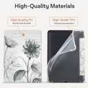 CoBak Case for Kindle Paperwhite 12th Gen 2024 (7") & Kindle Colorsoft Signature Edition (7") - New PU Leather Cover and Clear Soft Silicone Back Cover with Auto Sleep Wake Feature (Sketch Sunflower)