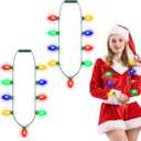 2 x LED Christmas Xmas Light Up Necklace Bulb for Holiday Party Favors 9 LED Bulbs - Ugly Christmas Sweater Accessories (2 Pack)