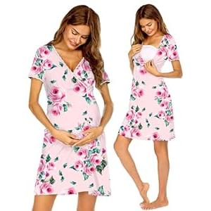 Ekouaer Nursing Nightgown Delivery and Labor Gown for Hospital Short Sleeve Maternity Breastfeeding Dress Pink Flowers S Ekouaer Nursing Nightgown Delivery and Labor Gown for Hospital Short Sleeve Maternity Breastfeeding Dress Pink Flowers S