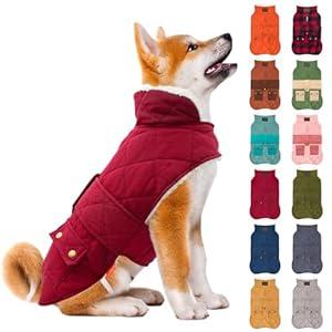 KYEESE Dog Coat Warm Pet Winter Coat with Leash Hole Waterproof Dogs Jacket with Fleece Lined Soft Pet Sweater for Cold Weather Windproof Dog Puffer Coats for Small Dogs Thick Pets Clothes with Pocket (Medium, 01# Blue)