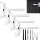 Gisafai 4 Sets Automatic Door Closer, Spring Door Closer Heavy Duty Self Closing Hinges, Convert Hinged to Self Closing Automatic Opener and Closer for Gate Garage Safety(White)