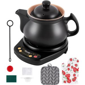 Chinese Medicine Cooking Pot 3.17 qt Electric Herbal Medicine Cooker Ceramic Pot Unglazed Interior, 110V Electric Chinese Herb Tea Pot for Herbs within 600 g