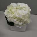 Zeyune 4 Pack Artificial Hydrangea Flowers with Vase (White)