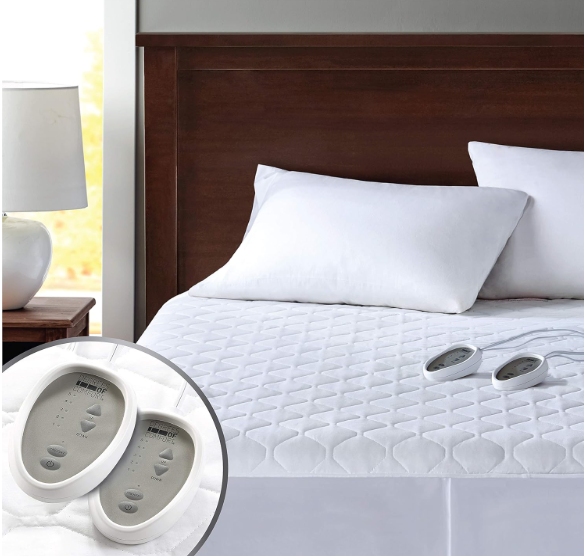 Degrees of Comfort Dual Control California King Heated Mattress Pad | Electric Bed Warmer W/Adjustable Zone Heating | Fit Up to 15 Inch | 12.5ft Long Cord, White